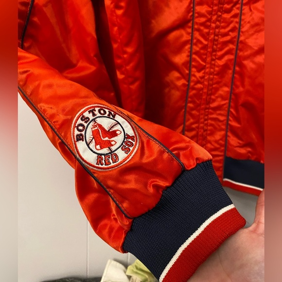 Boston Red Sox Jacket G-III Carl Banks Bomber Baseball Big Logo Satin Two Sided - Picture 4 of 14